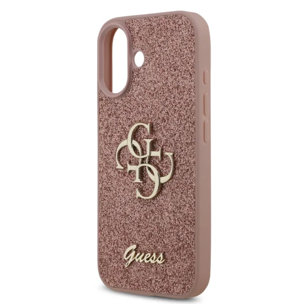 GUESS Case, PU Fixed Glitter 4G Metal Logo for iPhone 17, pink 3