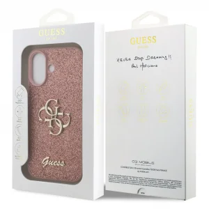 GUESS Case, PU Fixed Glitter 4G Metal Logo for iPhone 17, pink 5