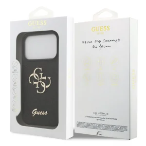 Калъф GUESS, PU Fixed Glitter 4G Metal Logo за iPhone 18 Pro, черен 5