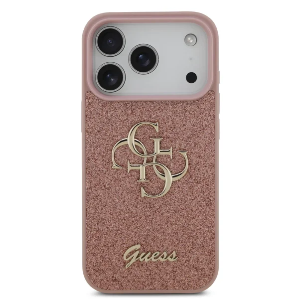 Калъф GUESS, PU Fixed Glitter 4G Metal Logo за iPhone 18 Pro, розов 2
