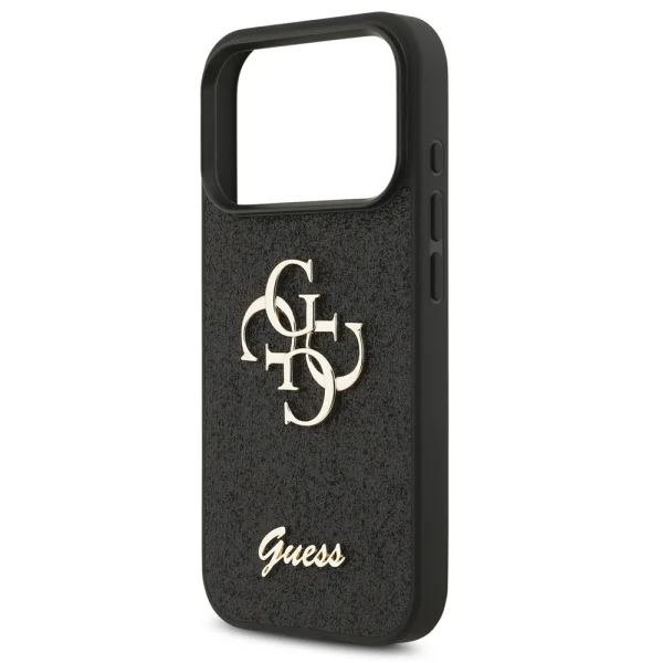 Калъф GUESS, PU Fixed Glitter 4G Metal Logo за iPhone 18 Pro Max, черен 4