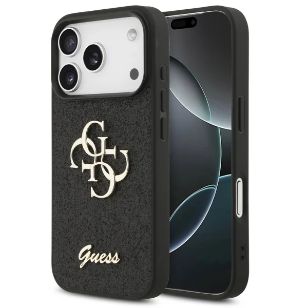 Калъф GUESS, PU Fixed Glitter 4G Metal Logo за iPhone 18 Pro Max, черен 1
