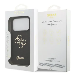 Калъф GUESS, PU Fixed Glitter 4G Metal Logo за iPhone 18 Pro Max, черен 6