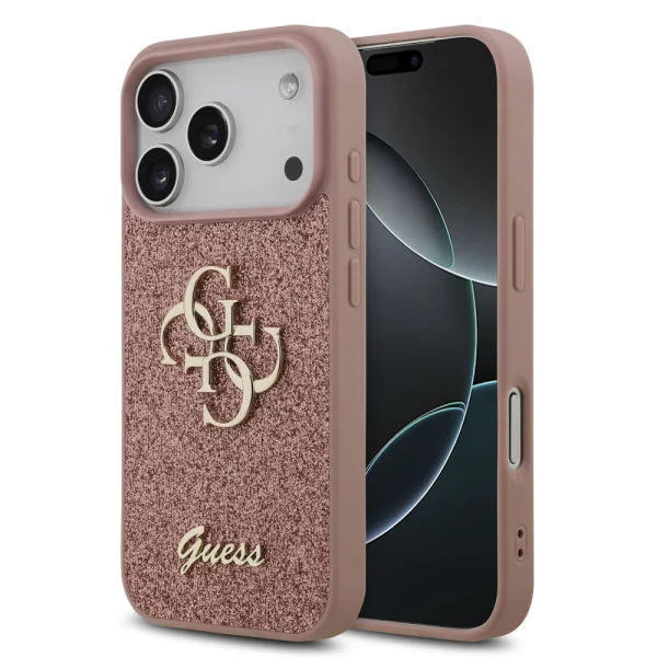 Калъф GUESS, PU Fixed Glitter 4G Metal Logo за iPhone 18 Pro Max, розов 1