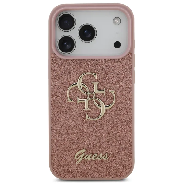 Калъф GUESS, PU Fixed Glitter 4G Metal Logo за iPhone 18 Pro Max, розов 2