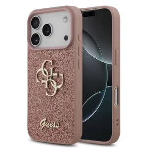 Калъф GUESS, PU Fixed Glitter 4G Metal Logo за iPhone 18 Pro Max, розов