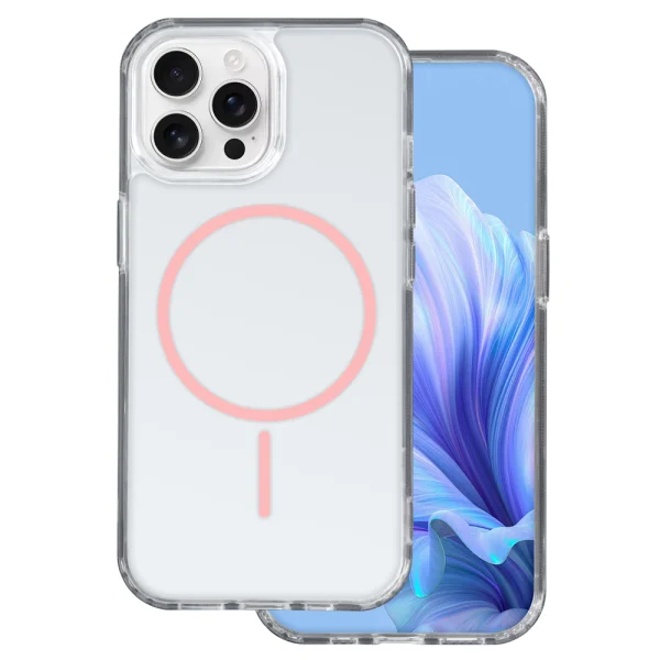 Anti Shock Thin MagSF Case for iPhone 16 Pro, pink-transparent 1