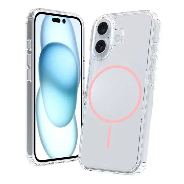 Калъф Anti Shock Thin MagSF за iPhone 16, розов-прозрачен 1
