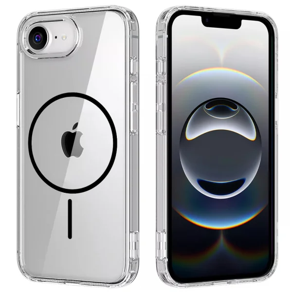 Anti Shock Thin MagSF case for iPhone 16e/17e, black-transparent 1