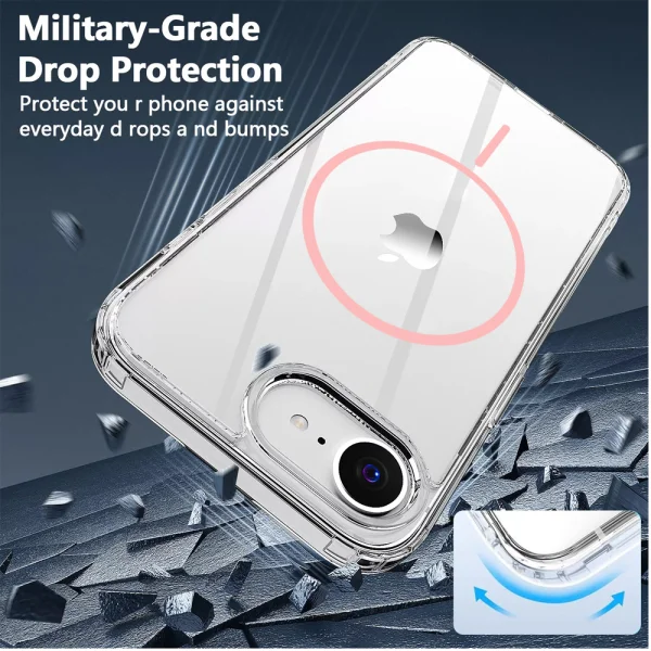 Калъф Anti Shock Thin MagSF за iPhone 16e/17e, розов-прозрачен 2