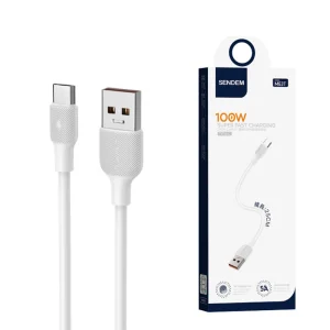 Кабел Sendem M63T USB към USB-C, Short, 25cm, 100W, Бял