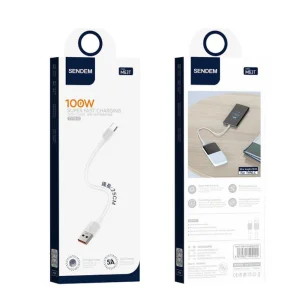 Кабел Sendem M63T USB към USB-C, Short, 25cm, 100W, Бял 3