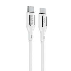 Кабел Sendem T77, USB - C към USB - C, 1.2m, 66W, Бял