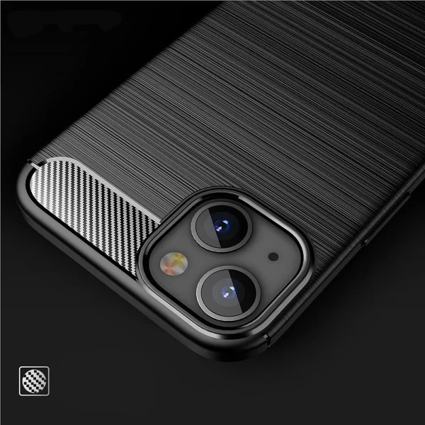 Silicone Case Carbon Fibre Brushed for iPhone 13, Black 4