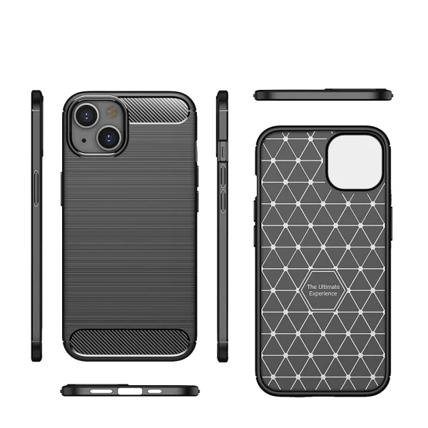 Silicone Case Carbon Fibre Brushed for iPhone 13, Black 2
