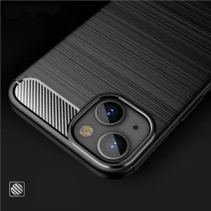 Silicone Case Carbon Fibre Brushed for iPhone 13, Black 4