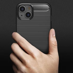 Silicone Case Carbon Fibre Brushed for iPhone 13, Black 5