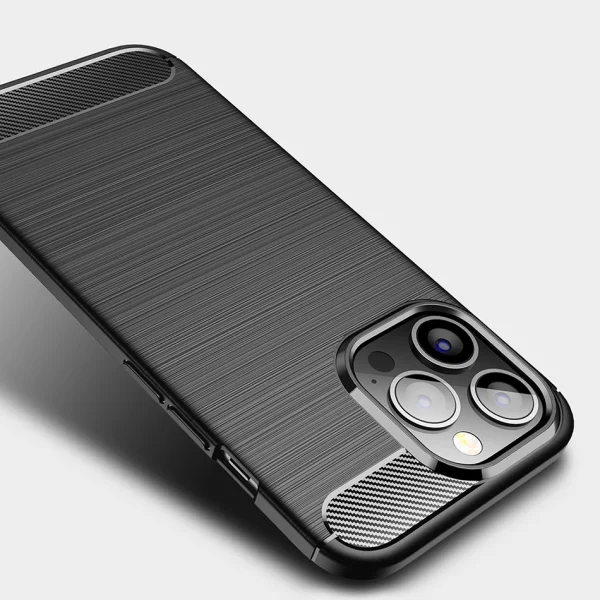 Silicone Case Carbon Fibre Brushed for iPhone 13 pro, Black 4