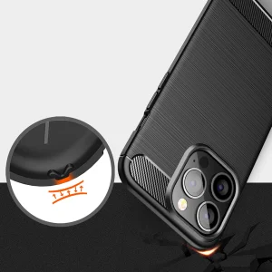 Silicone Case Carbon Fibre Brushed for iPhone 13 pro, Black 5