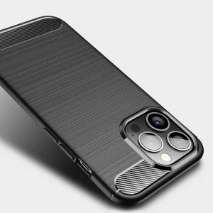 Silicone Case Carbon Fibre Brushed for iPhone 13 pro, Black 4