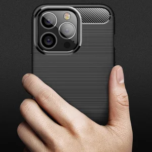 Silicone Case Carbon Fibre Brushed for iPhone 13 pro, Black 3