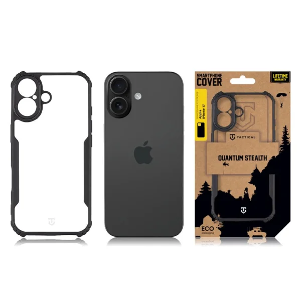 Калъф Tactical Quantum Stealth за iPhone 17, черен-прозрачен 3