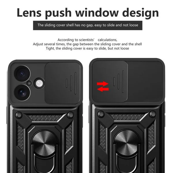 Shockproof Slide Camera case for iPhone 17, black 3