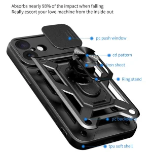 Shockproof Slide Camera case for iPhone 17, black 4