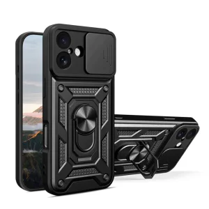 Удароустойчив калъф Slide Camera за iPhone 17, черен