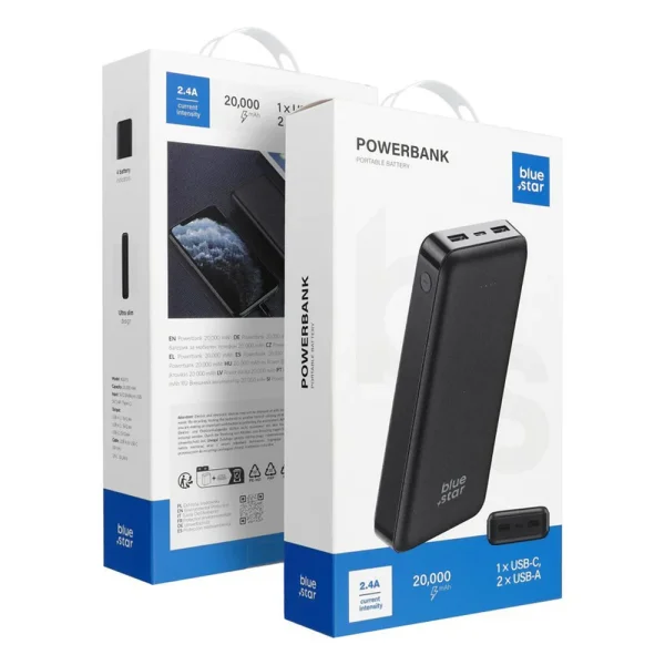Външна батерия Blue Star, 20000 mAh, 2.1A, W2015, черен 6
