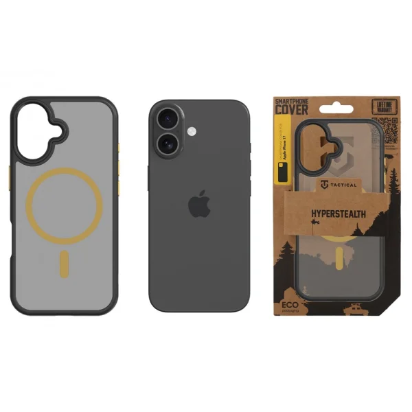 Shockproof case Tactical MagForce Hyperstealth 2.0 for iPhone 17, black-yellow 3