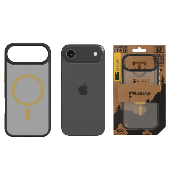 Shockproof case Tactical MagForce Hyperstealth 2.0 for iPhone 17 Air, black-yellow 3