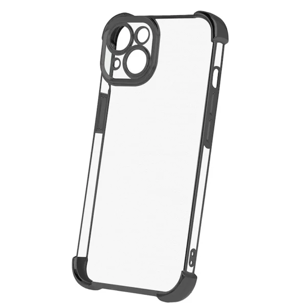 Silicone case Anti Shock Chrome for iPhone 15, Black 2