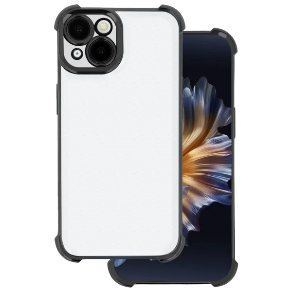 Silicone case Anti Shock Chrome for iPhone 15, Black 1