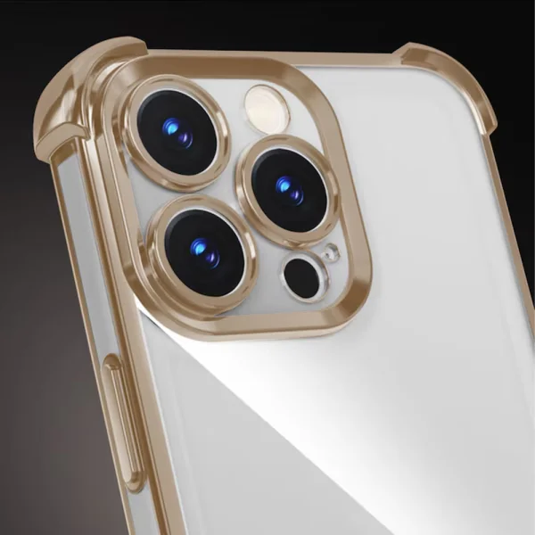 Силиконов калъф Anti Shock Chrome за iPhone 15 Pro, Златист 2