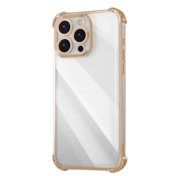 Силиконов калъф Anti Shock Chrome за iPhone 15 Pro, Златист 1