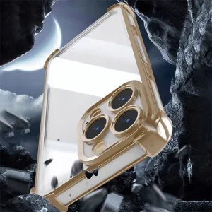 Силиконов калъф Anti Shock Chrome за iPhone 15 Pro, Златист 3