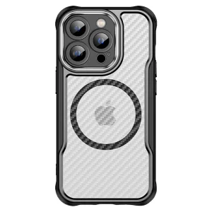 Калъф MagSF Hybrid Carbon за iPhone 15 Pro, Черен