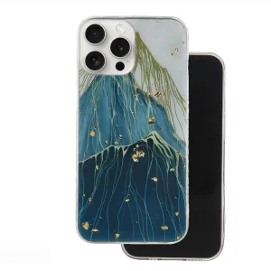 Силиконов калъф Gold Glam за iPhone 15 Pro, Планина