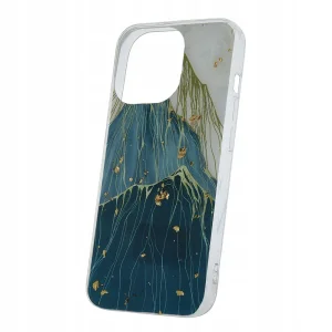 Gold Glam Silicone Case for iPhone 15 Pro, Mountain 3