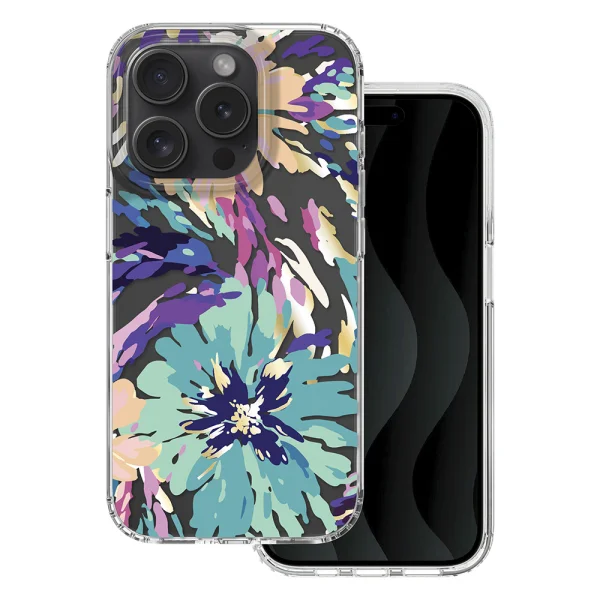 Удароустойчив калъф IMD print за iPhone 15 Pro, Арт цветя 1
