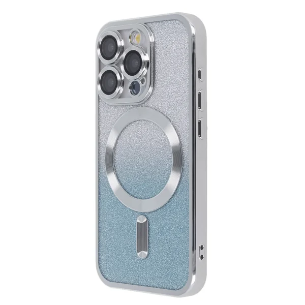 Sparkle Flex MagSF Silicone Case for Iphone 15 Pro, Silver-Blue 2
