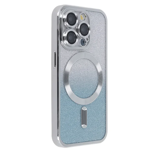 Sparkle Flex MagSF Silicone Case for Iphone 15 Pro, Silver-Blue 1