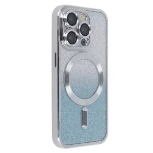 Силиконов калъф Sparkle Flex MagSF за Iphone 15 Pro, Сребрист-син