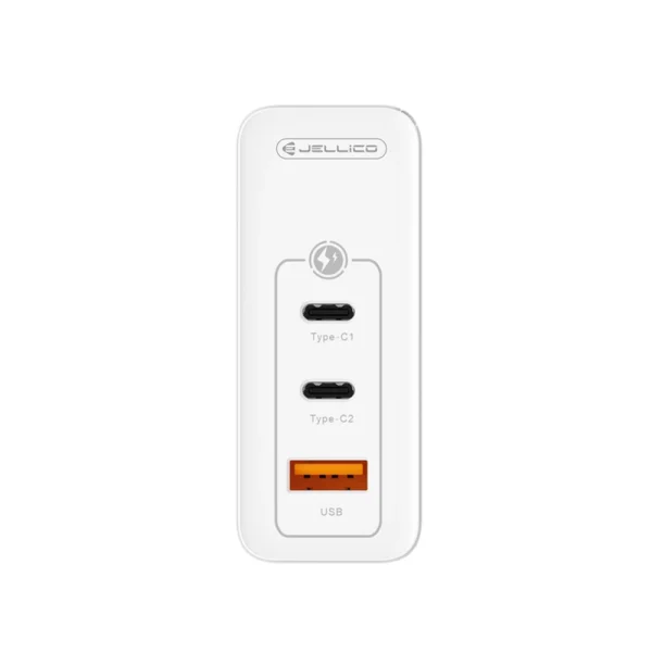 Зарядно Jellico C118 220V GaN 100W PD 2xUSB-C, бял 2