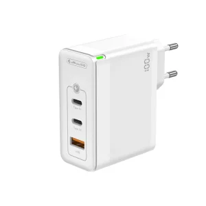 Зарядно Jellico C118 220V GaN 100W PD 2xUSB-C, бял