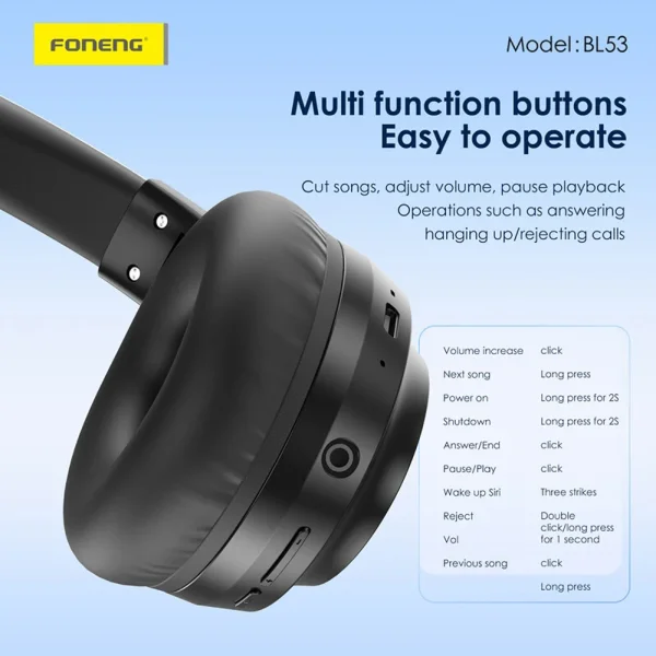 Безжични слушалки wireless Foneng BL53, черен 5
