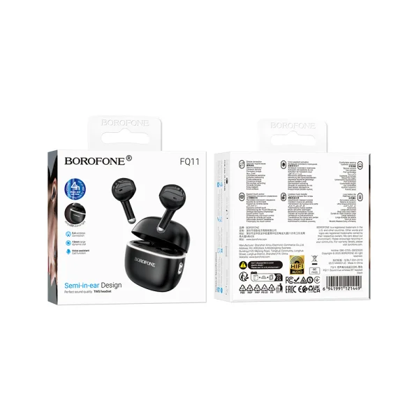 Wireless Earphones Borofone TWS FQ11 Sound, black 5