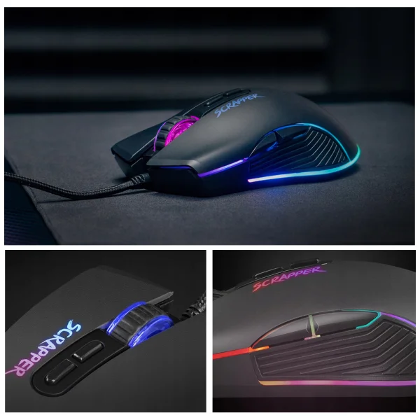 Мишка Fury Gaming Scrapper 6400DPI Optical With Software RGB Backlight, черен 3