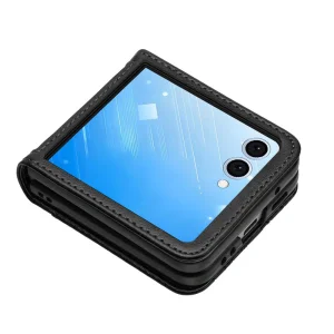 Калъф Тефтер Flower Imprinted Leather за Samsung Galaxy Z Flip7 5G, черен 3